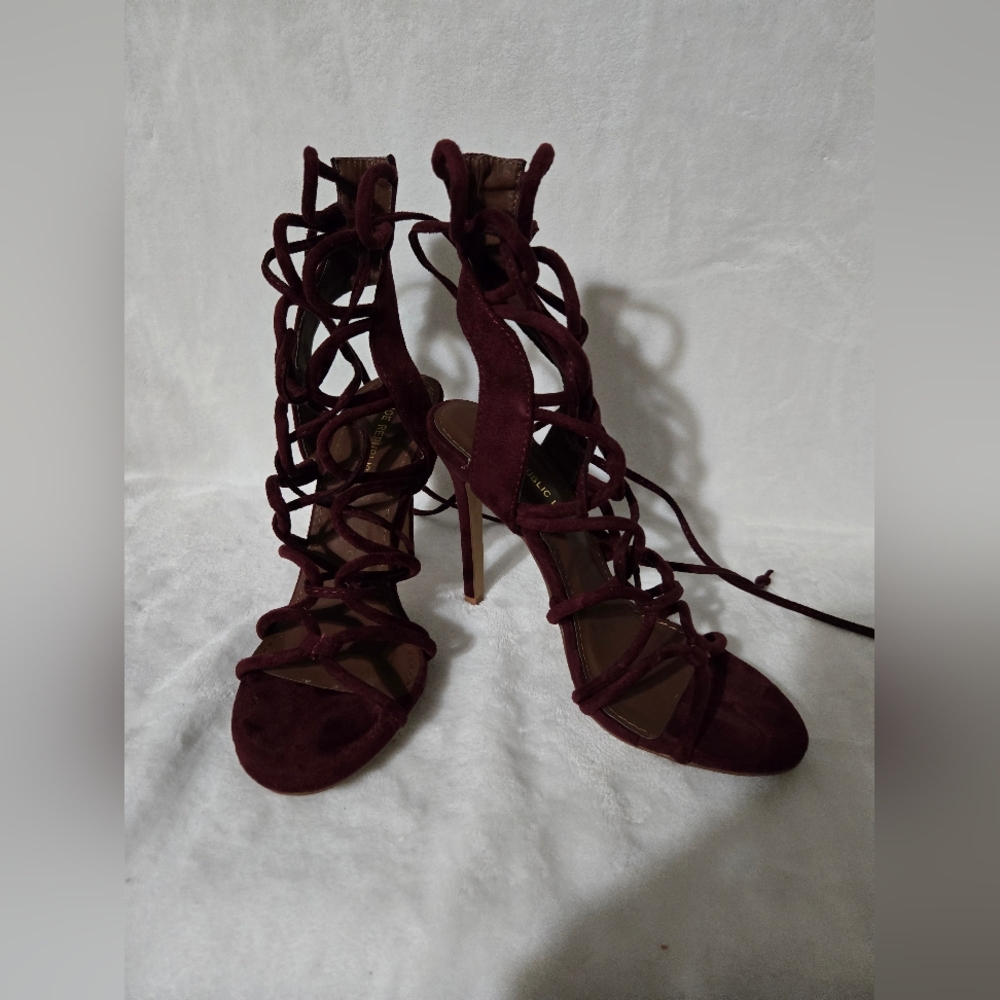 Shoe Republic LA Burgundy Strappy Heels